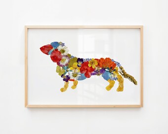 Dachshund gift print Wiener dog wall art Botanical housewarming gift