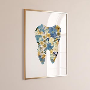 Dental Artwork Tooth Floral Poster Dentist Gift Dental Clinic Decor Botanical Tooth Poster Dentist Print Stomatology Art Tooth Wall Art