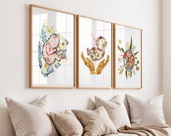 Pregnancy Wall Art – Baby in Womb & Placenta Anatomy, OBGYN Office Decor, Obstetrics Nurse Gift, Set of 3