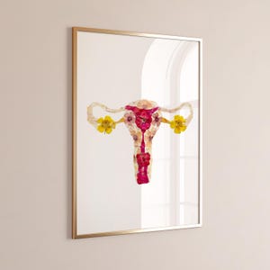 Female Reproductive System Art Print Uterus Poster, Gift for Gynecologist, Women&#39;s Health Anatomy Wall Decor