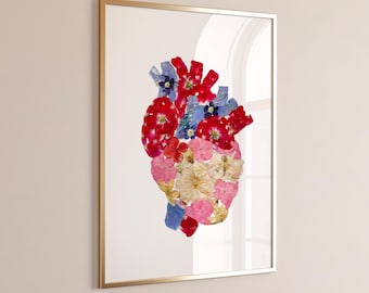 Anatomical Heart Print, Cardiologist Gift, Cardiology Poster, Botanical Anatomy, Doctor Office
