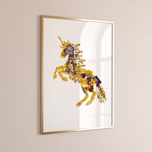 Digital Unicorn Wall Art – Printable Unicorn Design with Floral Elements for Nursery
