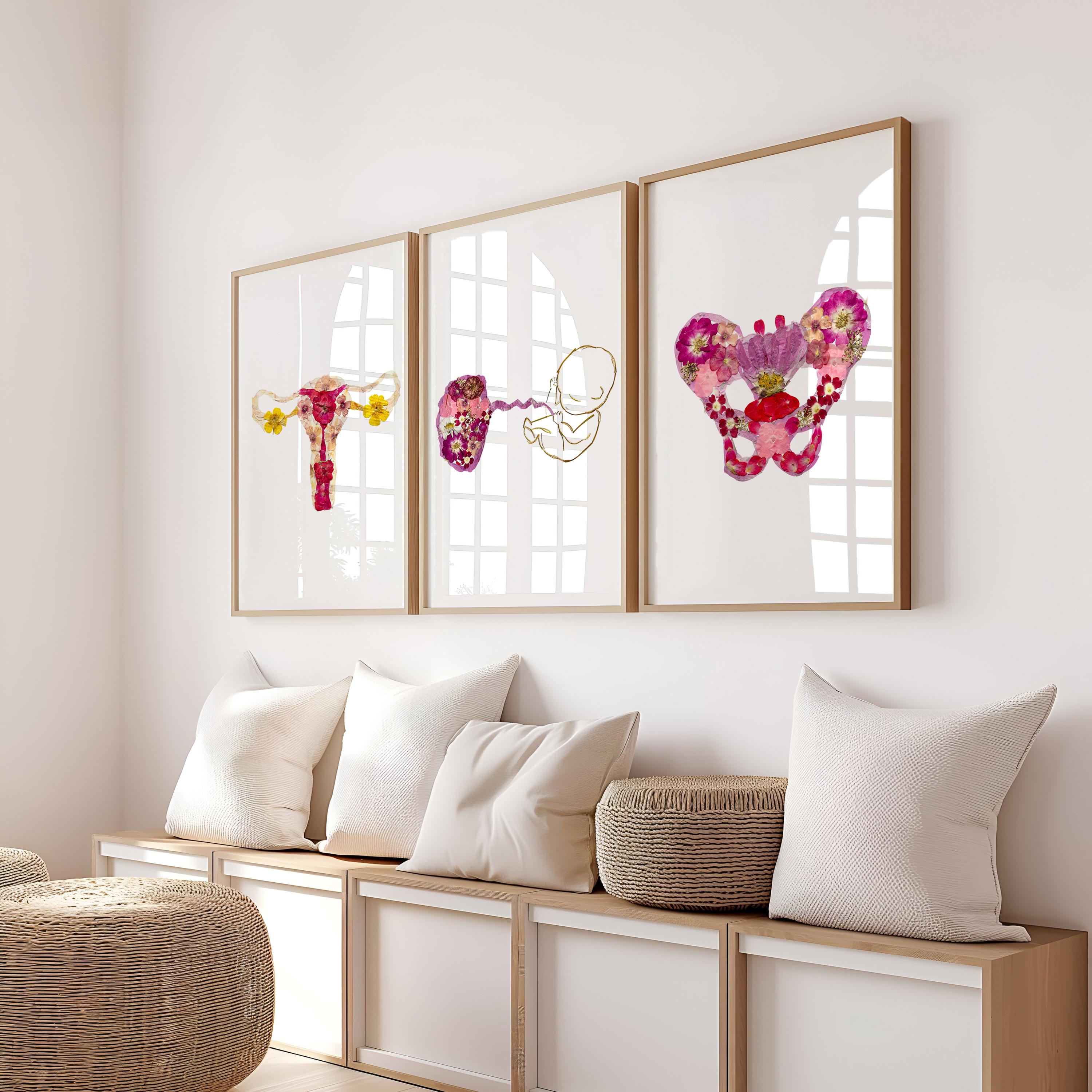 Digitale OBGYN Wall Art Set botanische anatomie prints voor gynaecoloog Office Instant Download medisch cadeau voor arts of Women's Health Decor