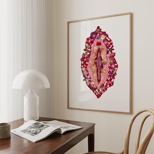 Florale weibliche Anatomie Art Print - Illustration weiblicher Körper, Gynäkologie-Dekor, lernfähige Wandkunst Bild 8