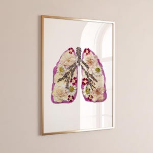 Stampa artistica da parete con polmoni floreali, sistema respiratorio botanico, regalo per medicina polmonare, decorazione per terapisti respiratori, poster per studenti di medicina
