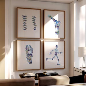 Juego de 4 impresiones de arte mural de fisioterapia, decoración para consultorios de fisioterapia, pósteres para centros de rehabilitación, ilustraciones para clínicas de fisioterapia, idea de regalo para terapia