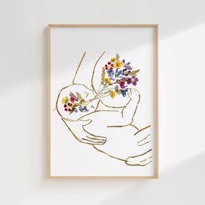 花柄の授乳ウォールアート、母と子のプリント、ボタニカルミルクシークレット、花柄ミルクアート、マタニティデコレーション、授乳ギフト