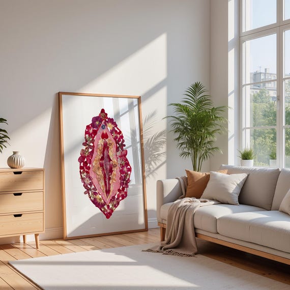 Floral Feminine Anatomy Art Print – Female Body Illustration, Gynecology Decor, Educational Wall Art