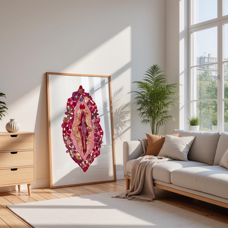 Florale weibliche Anatomie Art Print - Illustration weiblicher Körper, Gynäkologie-Dekor, lernfähige Wandkunst Bild 1