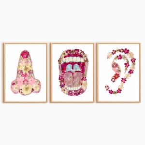 Set of 3 ENT Wall Art– Ear, Nose & Throat Prints, Otolaryngologist Gift, ENT Office Decor, 3 Floral Anatomy Prints