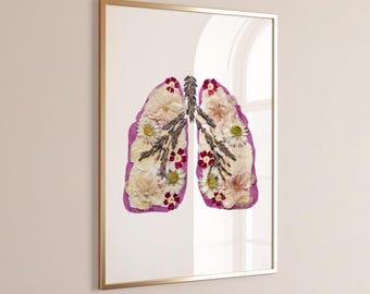 Floral Lungs Print – Botanical Respiratory System, Pulmonary Anatomy Decor, Medical Office