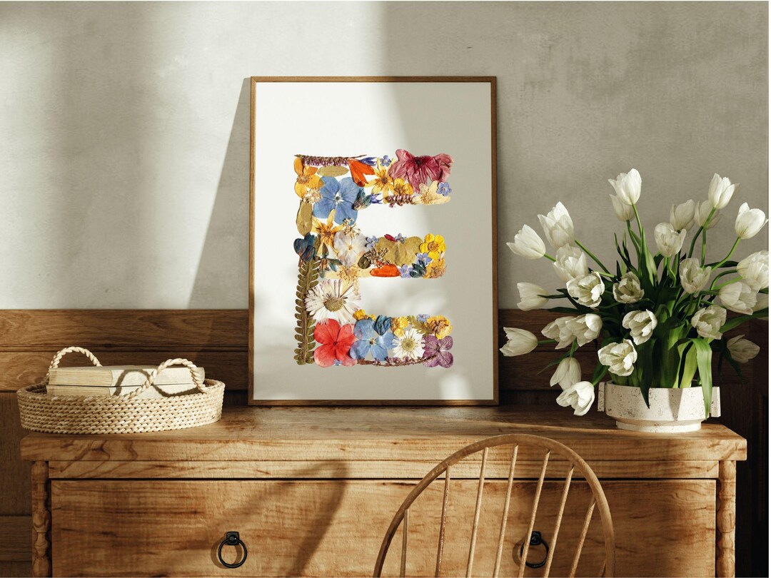 Custom Name Floral Nursery Print Personalised Letter Wall Art Teen Girl ...
