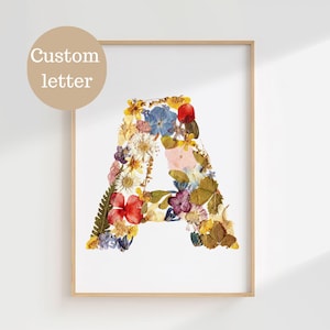 Custom Floral Letter Art, Personalized Nursery Name Sign, Floral Name Painting, Baby Shower Gift, Nursery Wall Art, Girl&#39;s Room Decor