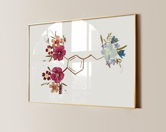 Dopamine Molecule Art Print Happiness Hormone Poster Mental Health Therapist Office Decor