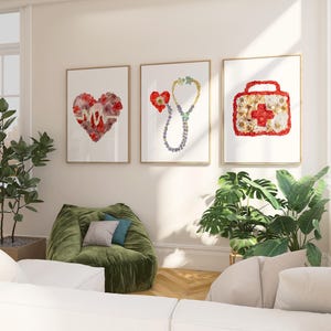 Floral Medical Wall Art Set of 3 – Anatomy Prints, Nurse Clinic Decor image 4