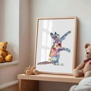 Digital Purple Cat Print | Cute Cat Art for Baby Room | Printable Nursery Wall Decor | Kids Room Cat Poster | Purple Animal Download