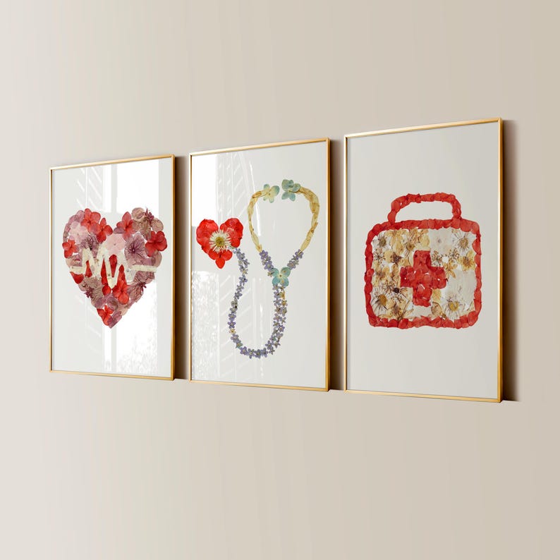 Floral Medical Wall Art Set of 3 – Anatomy Prints, Nurse Clinic Decor image 5