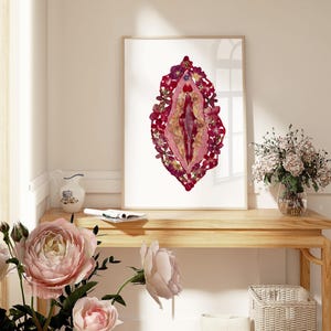 Florale weibliche Anatomie Art Print - Illustration weiblicher Körper, Gynäkologie-Dekor, lernfähige Wandkunst Bild 5