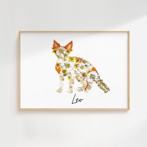 Stampa personalizzata del nome del gatto Devon Rex da fiori secchi