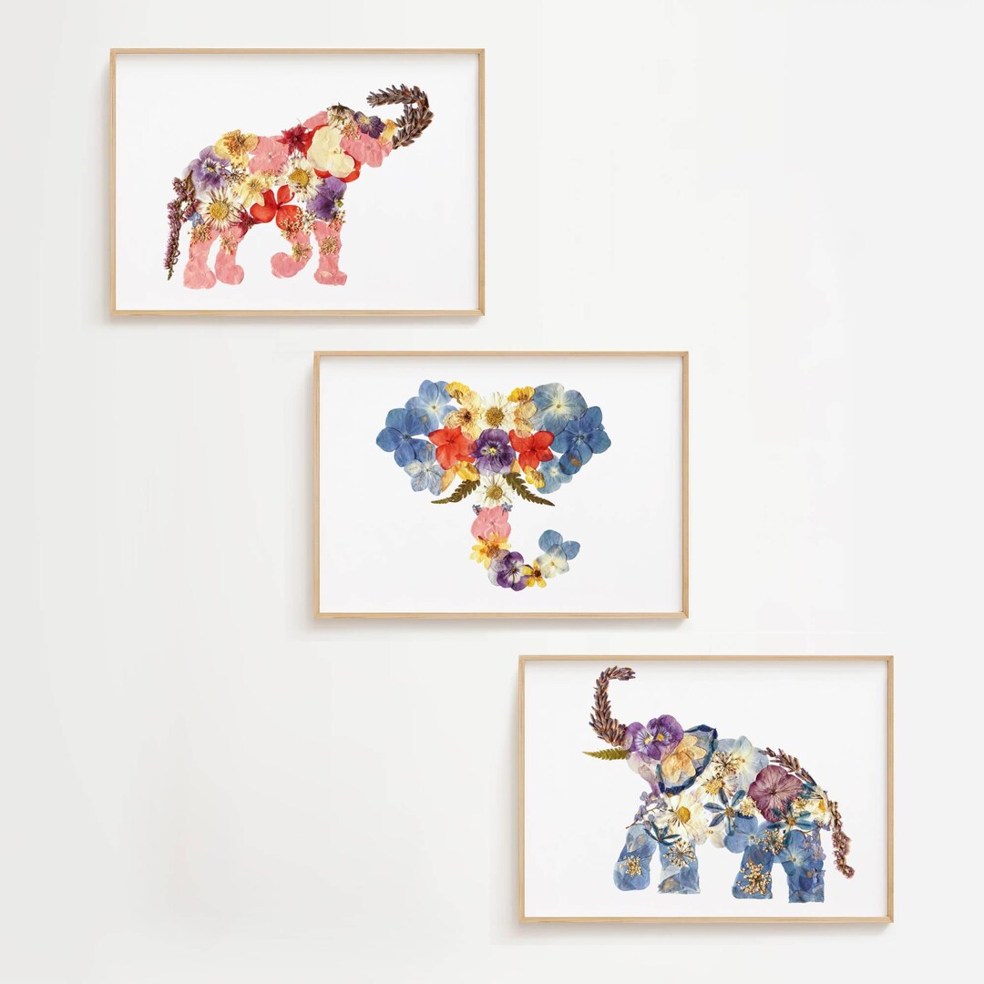 3 Piece Elephant Wall Art – Wildlife Animal Print Set for Nature Lovers ...
