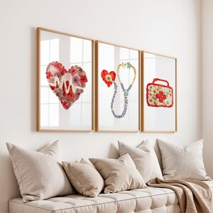 Floral Medical Wall Art Set of 3 – Anatomy Prints, Nurse Clinic Decor image 3