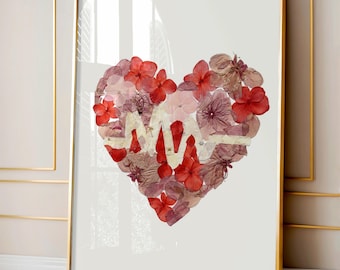 Floral Heart with EKG Line – Cardiology Wall Art, Medical Office Decor