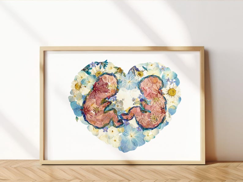 Twins Wall Art – Botanical Twin Baby Print, Floral Nursery Decor, Twin ...
