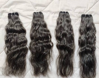 Raw Natural Grey Curly Double Drawn Hair Extensions - Etsy