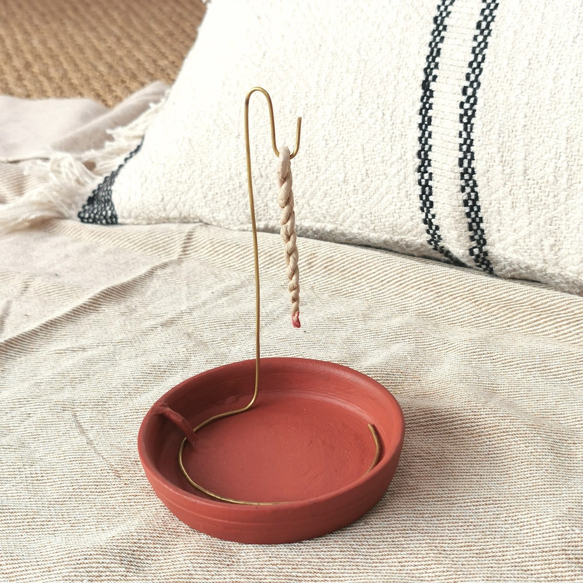 Rope Incense Burner Handmade Tibetan Brass Ceramic Incense Etsy