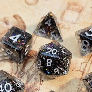 Beads of Force Rainbow Flake Polyhedral Dice Set for D&D, Pathfinder, and TTRPG dice games