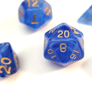 Stormy Seas Blue Dice Set for D&D, Pathfinder, and RPG dice games