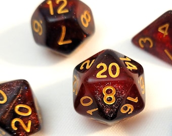 Assasins Blood Red and Black Polyhedral Dice Set for D&D, Pathfinder, and TTRPG dice games