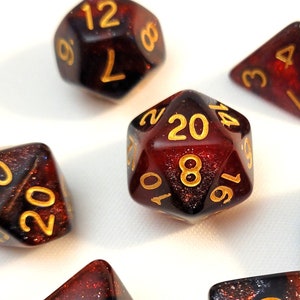 Assasins Blood Red and Black Polyhedral Dice Set for D&D, Pathfinder, and TTRPG dice games