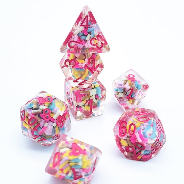 Pink Sprinkles DnD Dice Set for D&D, Pathfinder, and TTRPG dice games