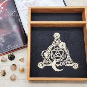 Premium cherry wood dice tray for DnD, Pathfinder, Dungeons and Dragons and dice games