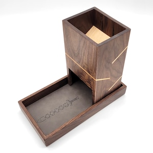 walnut wood dice tower from green fox woodworking