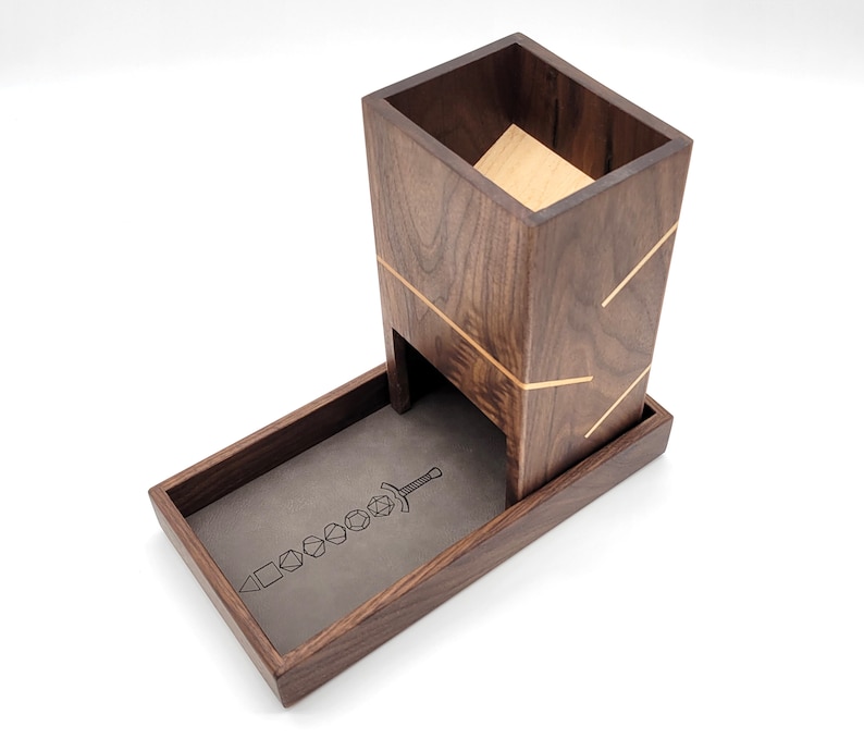 walnut wood dice tower from green fox woodworking