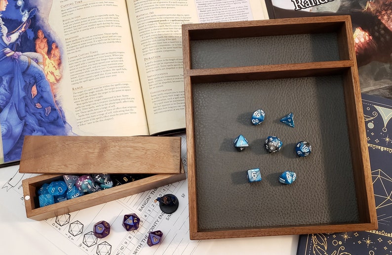 Walnut RPG wood dice tray  Customize  Pathfinder D&D image 8