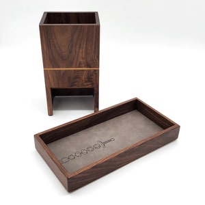 walnut wood dice tower from green fox woodworking