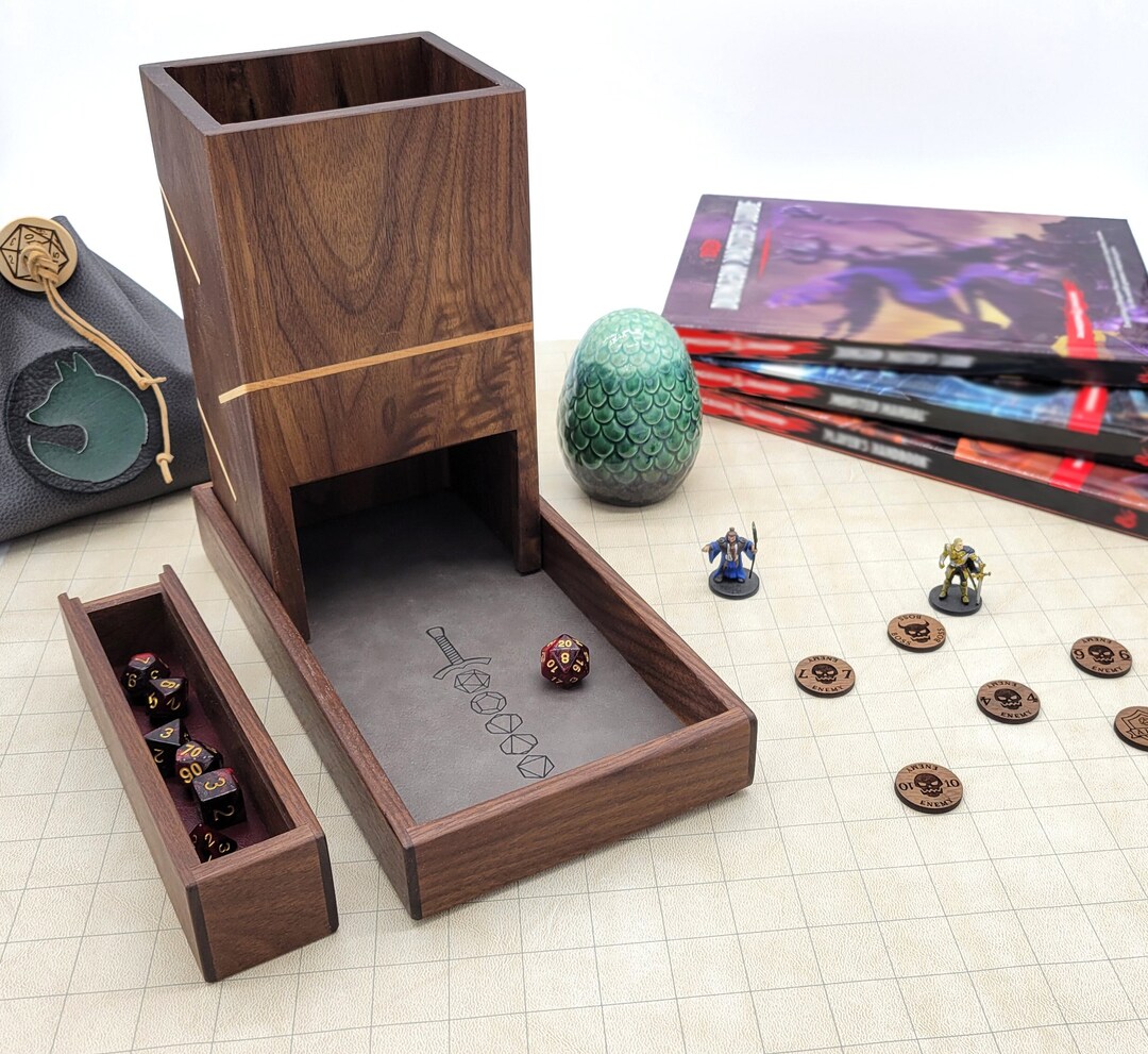 Wood Dice Tower and Tray Pathfinder, D&D, Dungeons and Dragons