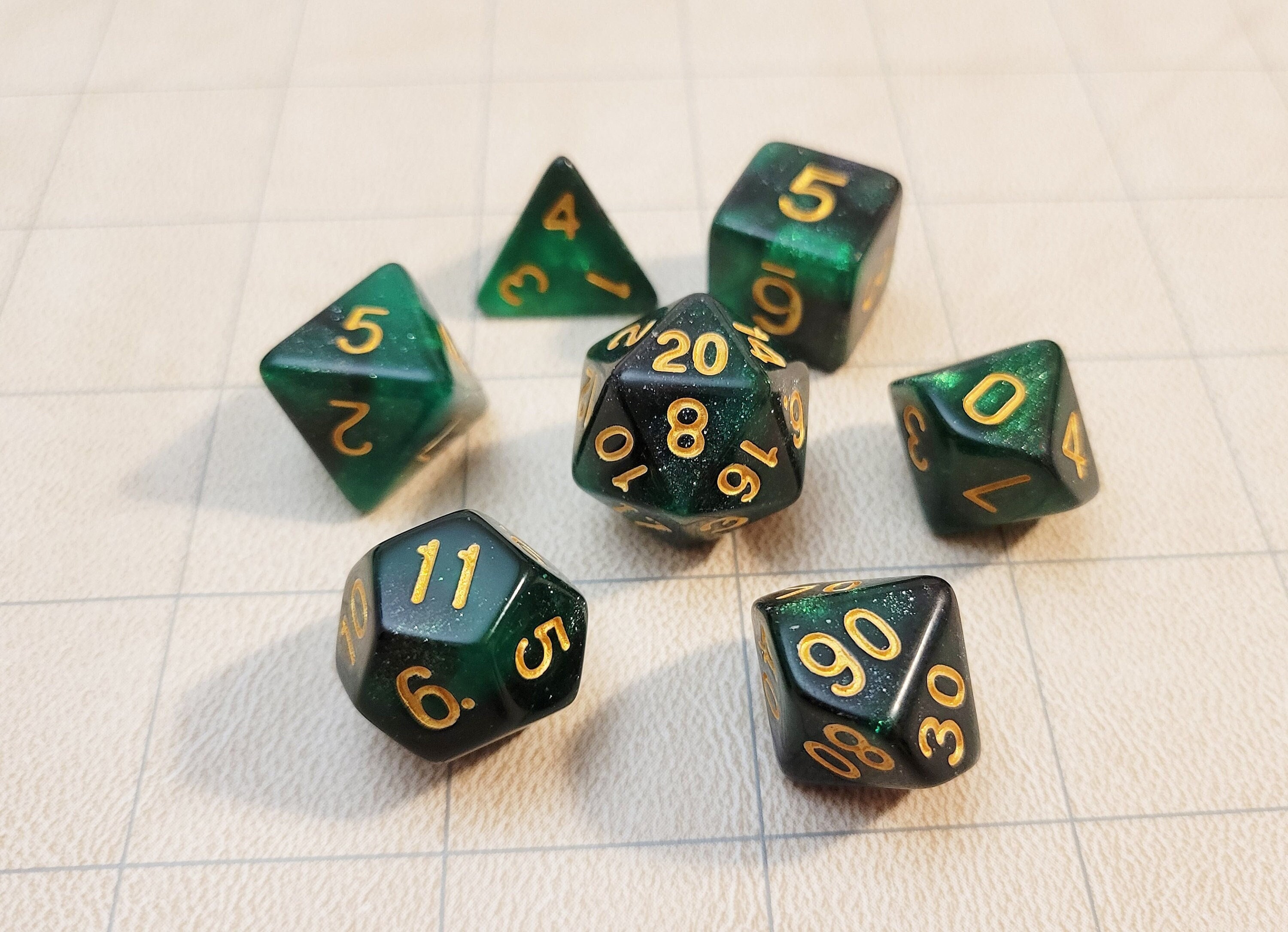 Dice Tower Chessex Gemini D&D Dice Set - Green & Yellow Polyhedral Dice With Silver Numbers Polyhedral Rpg Dice Set