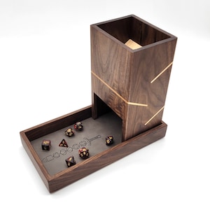 walnut wood dice tower from green fox woodworking