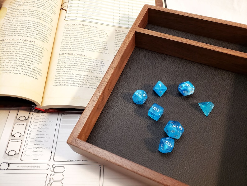 Walnut RPG wood dice tray  Customize  Pathfinder D&D image 1