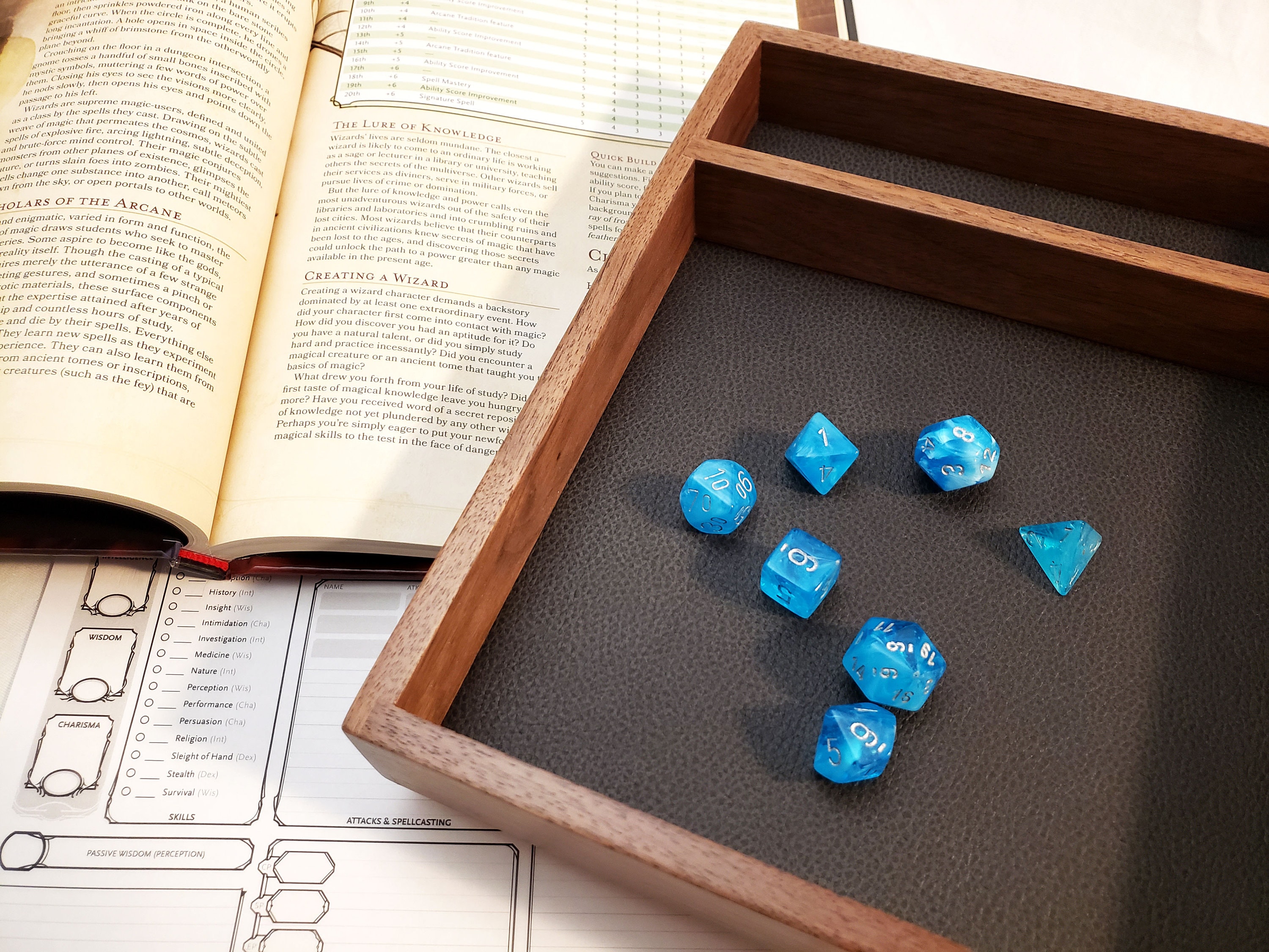 Games & Puzzles Board Games Handmade Wooden Dice Tray Teal TTRPG