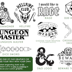 Peut inclure: Illustrations en noir et blanc de divers motifs sur le th&egrave;me de Donjons et Dragons. Les motifs comprennent un invocateur de d&eacute;s, un club infernal, la rage, choisissez votre arme, des &eacute;p&eacute;es crois&eacute;es &agrave; d&eacute;s, le logo D&D et attention au ma&icirc;tre du donjon souriant.