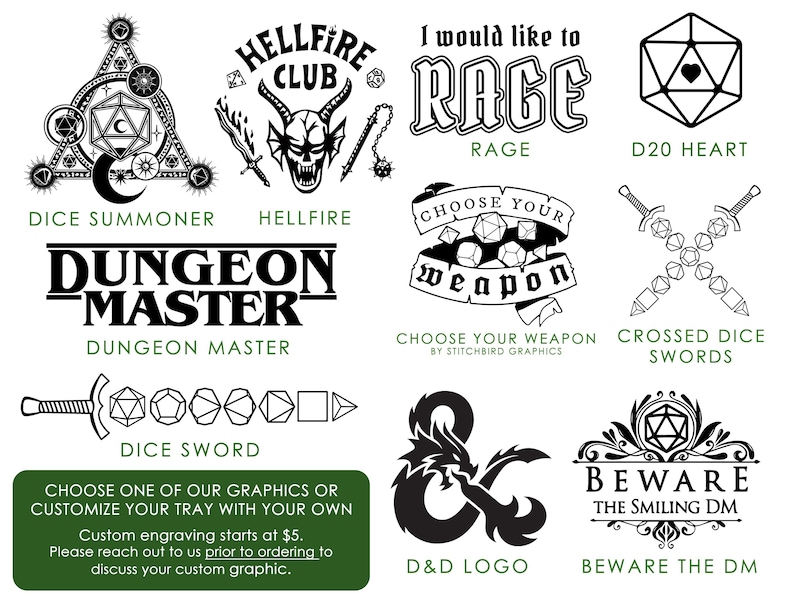 Peut inclure: Illustrations en noir et blanc de divers motifs sur le th&egrave;me de Donjons et Dragons. Les motifs comprennent un invocateur de d&eacute;s, un club infernal, la rage, choisissez votre arme, des &eacute;p&eacute;es crois&eacute;es &agrave; d&eacute;s, le logo D&D et attention au ma&icirc;tre du donjon souriant.