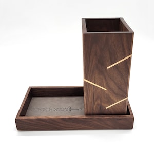 walnut wood dice tower from green fox woodworking