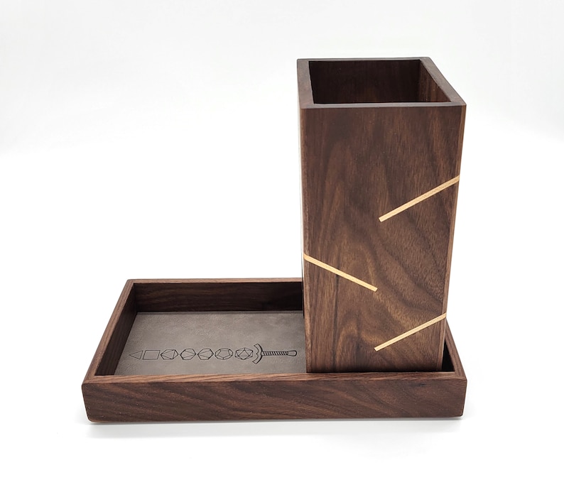 walnut wood dice tower from green fox woodworking