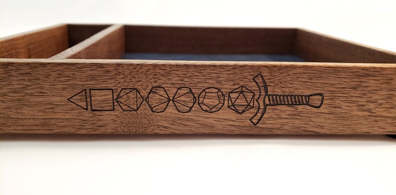 Walnut RPG wood dice tray  Customize  Pathfinder D&D image 3