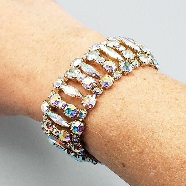 Vintage Unsigned Sherman AB Crystal Bracelet